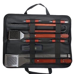 17pc BBQ Stainless Steel Grill Spatula Set Black