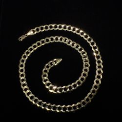 14k Solid Gold Cuban Chain 22”
