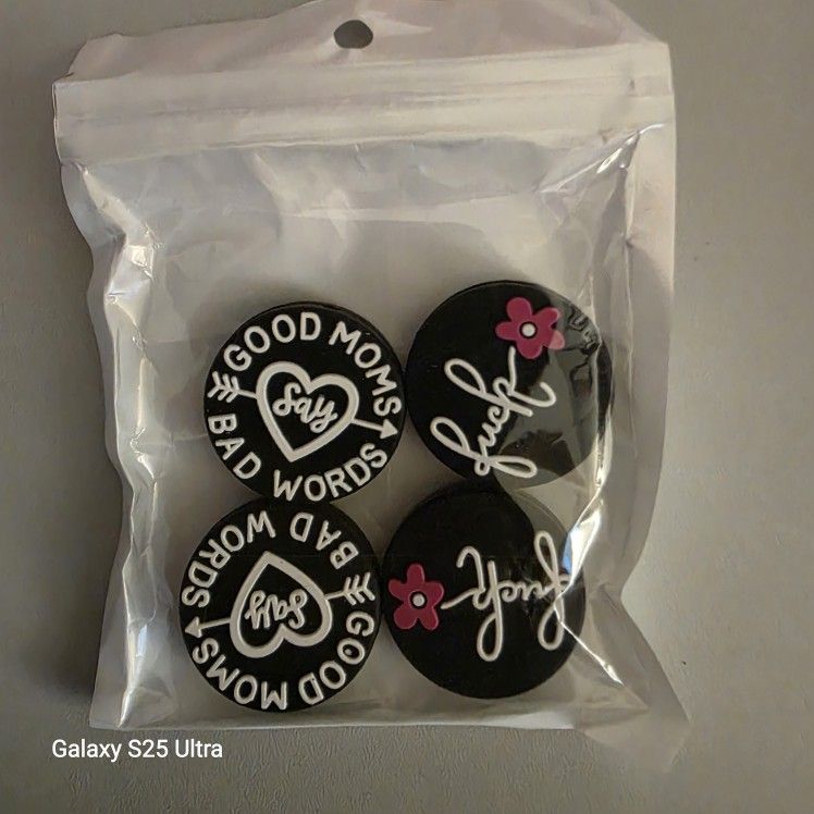 Silicone Focal Beads - Black Good Mom's Say Bad Words, F**k - Total Of 4