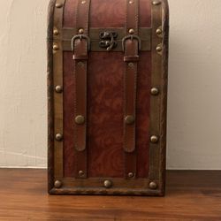 2 BOTTLE ANTIQUE STYLE WOODEN WINE BOX 