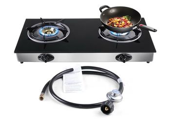 Two-Burner Propane Gas Cooktop with Hose