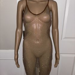 Brown Rhinestone Dress