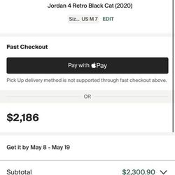 Men Jordan’s Black Cats 4 Size 7 