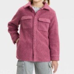 Cat and Jack Mauve Sherpa Jacket Size L 10/12