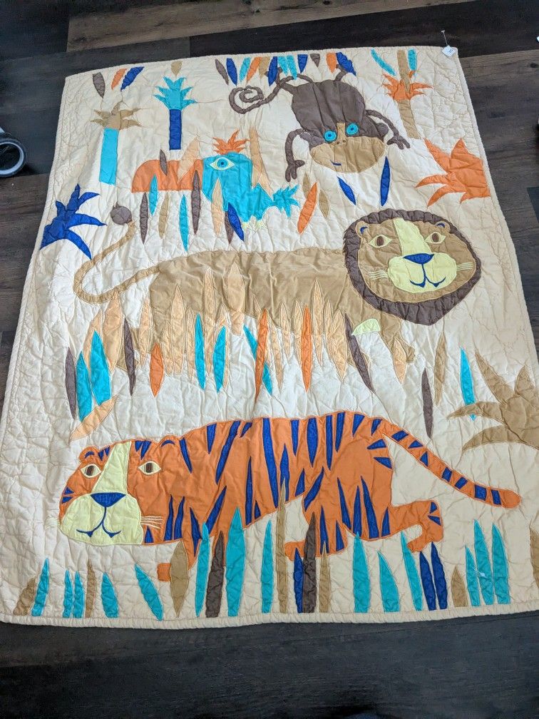 Adorable Land Of Nod Baby Quilt Jungle Zoo Animals