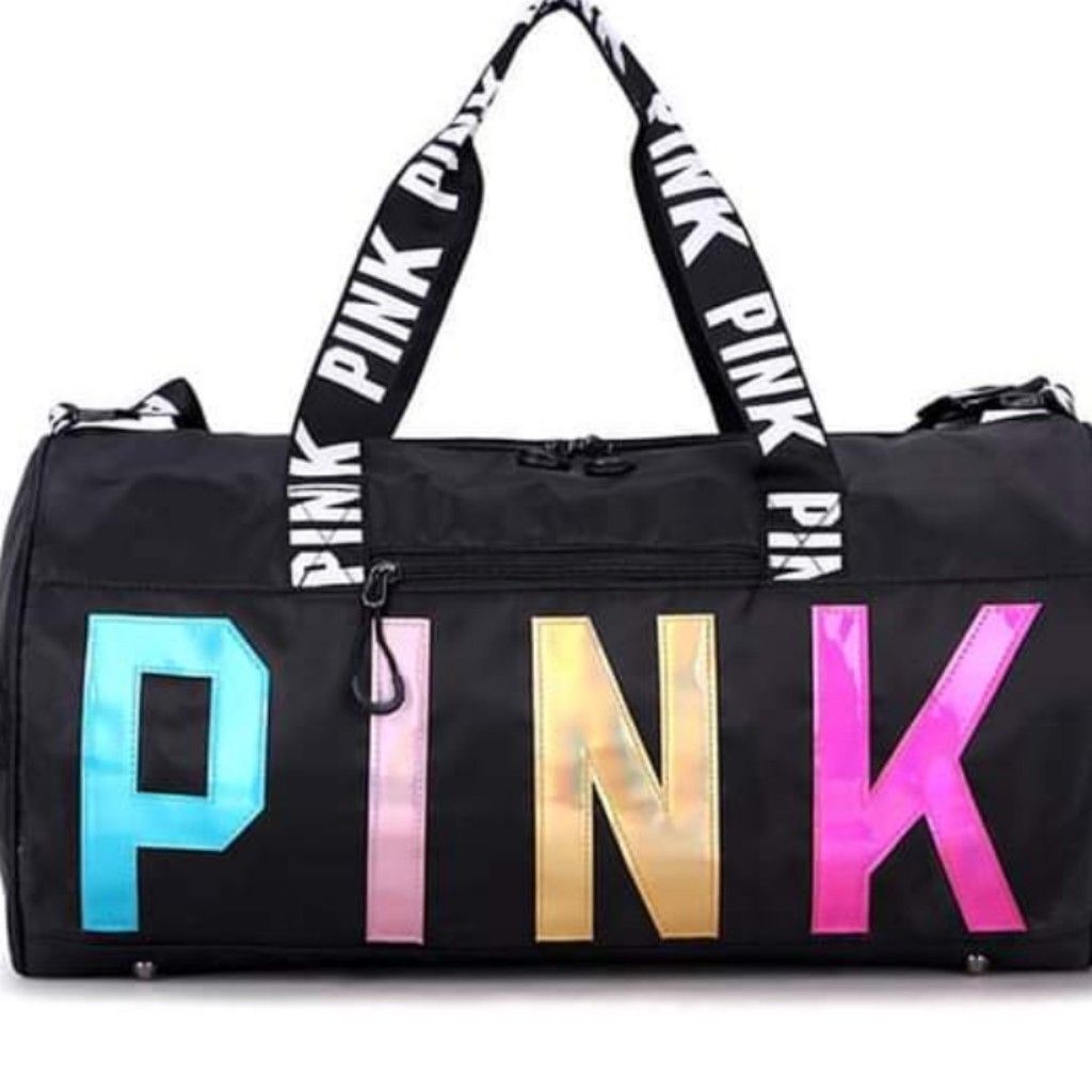 Pink weekender duffel tote bag