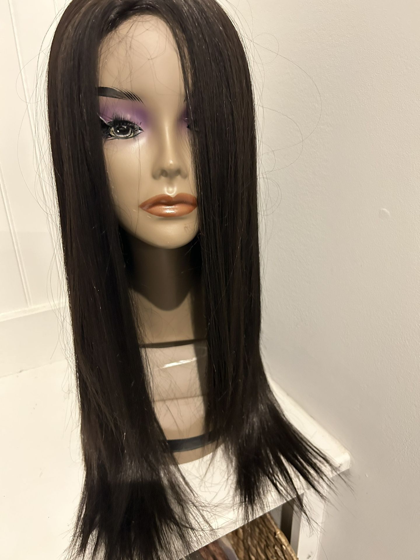 Natural Brown Long Half Wig