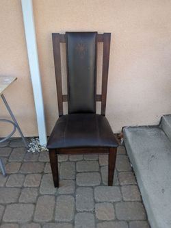 Free One Dark Wood Dining Chair with Leather Seat