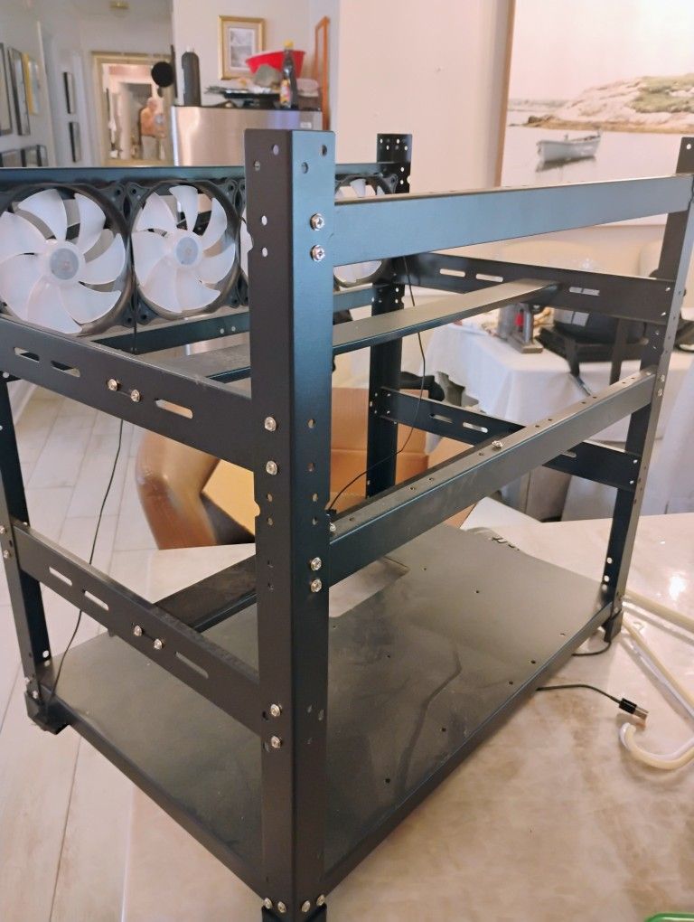 Miner Case, Open Air Rack with Fan Bracket
