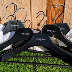 NEW Lot of 5 Saint Laurent (New Script) Black Plastic Suit/Pant Hangers ~15.25" x 10" x 2".