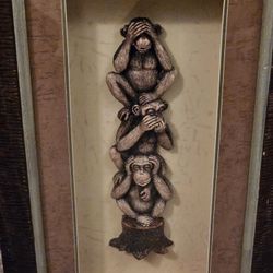 Three Wise Monkeys Shadow Box 🐒 🙈 🙊  Great Christmas Gift 🎁 😀 