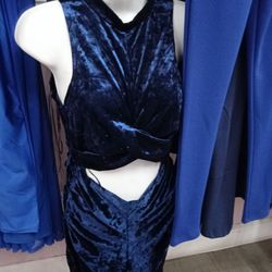 Blue Suede Dress Small-large 