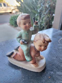 Set Of 2 Napco Vintage "Bedtime Cowboys" Porcelain Figurines