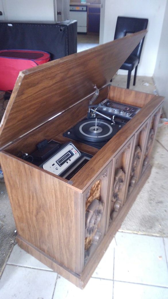 Retro Record Player & 8-track Wooden Chest Stereo System - $200 OBO