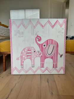 Pink Elephants painting (30in X 30in)
