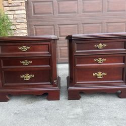 PAIR of Bassett Furniture 2-Drawer Nightstands