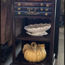 Unique Vintage Faux Stack Of Books End / Side Table W/ Two Velvet Lined Drawers 