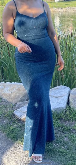 Blue Shiny Maxi Dress