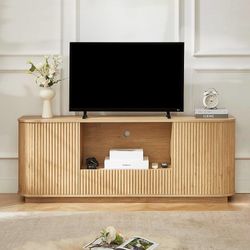 TV Stand for TVs up to 70'', Modern Entertainment Center with Storage, 64 Inch TV Console with 2 Cabinets, 1 Drawer & Adjustable Shelf, Wood Media Co