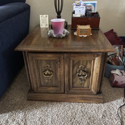 Vintage Solid Red Oak Coffee Table & 2 Side Tables HEAVY 