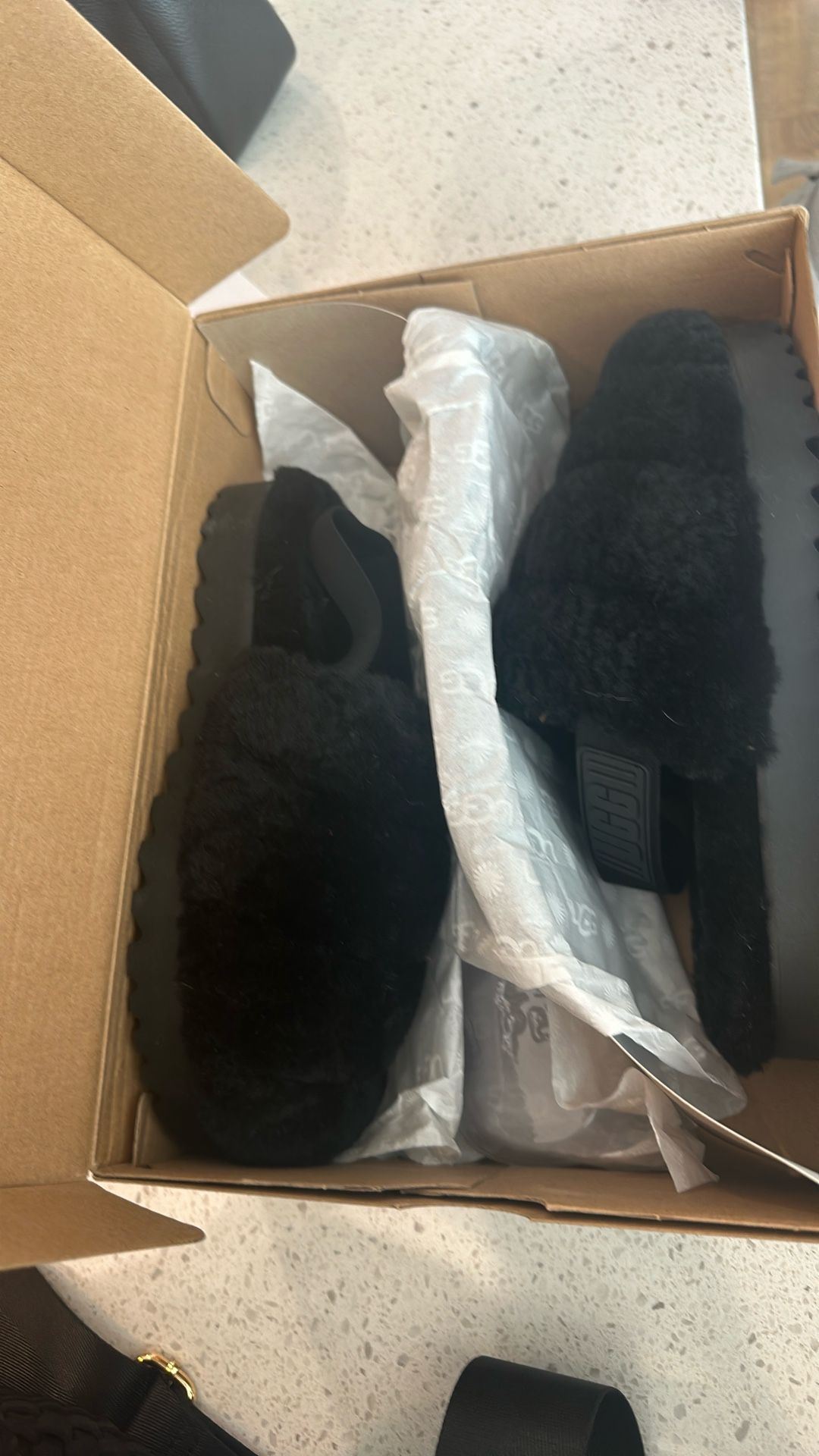 Ugg Super Fluff Slippers, Brand New Size 7 Black