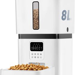 Automatic Dog Feeder Easy Setup - 8L/33 Cups Large Capacity Cat Food Dispenser Battery Operated with 180-Day Life -