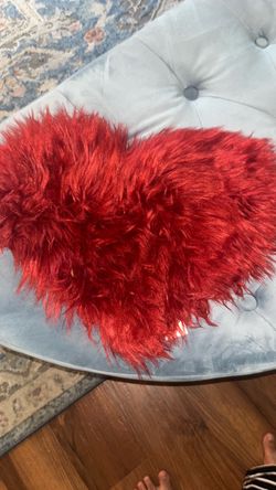 Red Faux Fur Heart Shaped Pillow