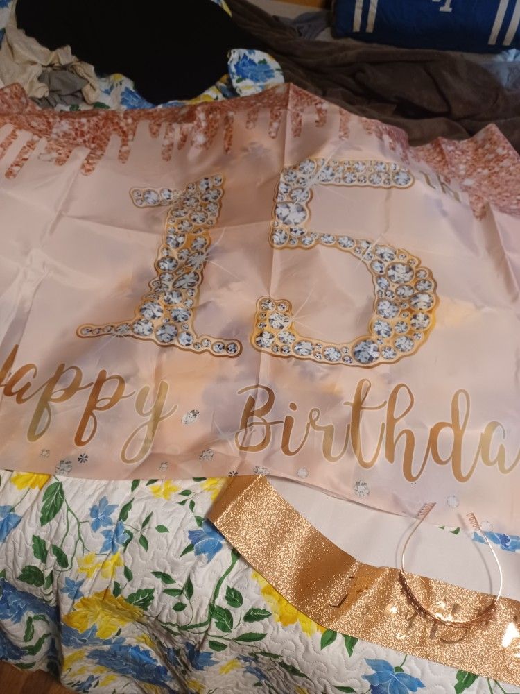 15 Birthday Banner Crown & Slash