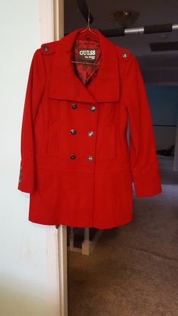 Red Guess Wool Blend pea coat (Large)
