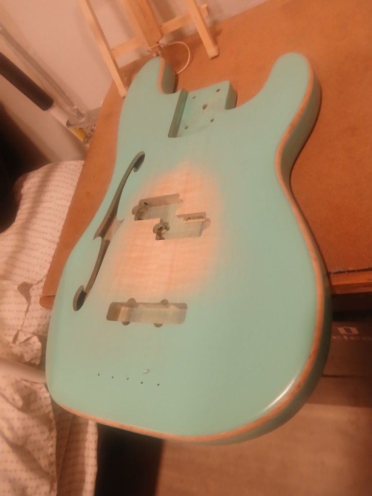 Thinline PJ Bass Body...Hollow...Seafoam Green...flametop....$275