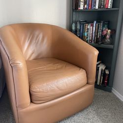 Tan Barrel Swivel Chair
