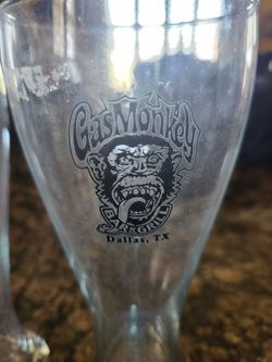 Vintage Gas Monkey Bar & Grill Dallas TX Pilsner Beer Glasses - Set of 2".