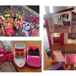 Barbie Dream House, Barbies, Barbie Cars And Accessories. Prices Cast. Check Comments. Will Bundle All 