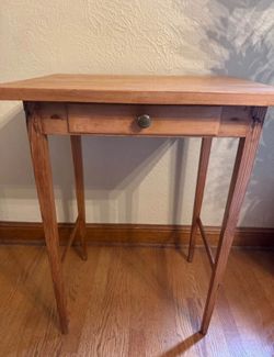 Small Antique Pine Side Table with Drawer