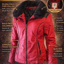 Rampage Women’s Faux Fur Collar Jacket – Size Medium  