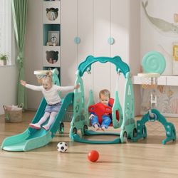 Toddler Slide and Swing Set, Indoor and Outdoor Kids Playset for Toddlers