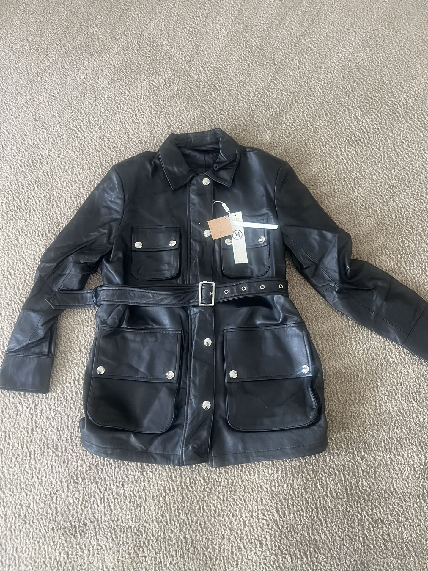 Woman’s Faux Black Leather Coat