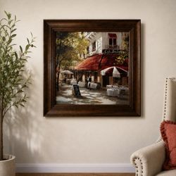Framed Café Street Scene Wall Art