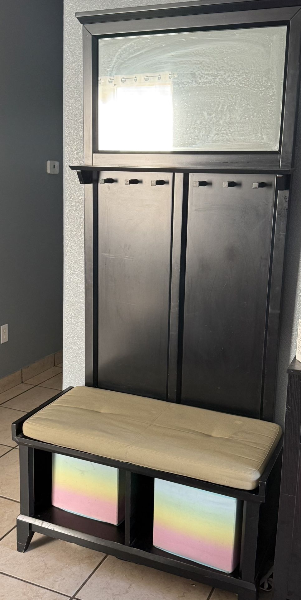 Entry Way Bench With Mirror And Storage