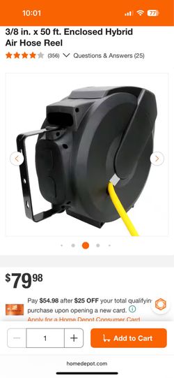 Husky 50 ft. Enclosed Hybrid Air Hose Reel