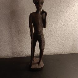 GORGEOUS Handcarved Ebony Wood 11" Folk Art Figurine Made in Kenya.

