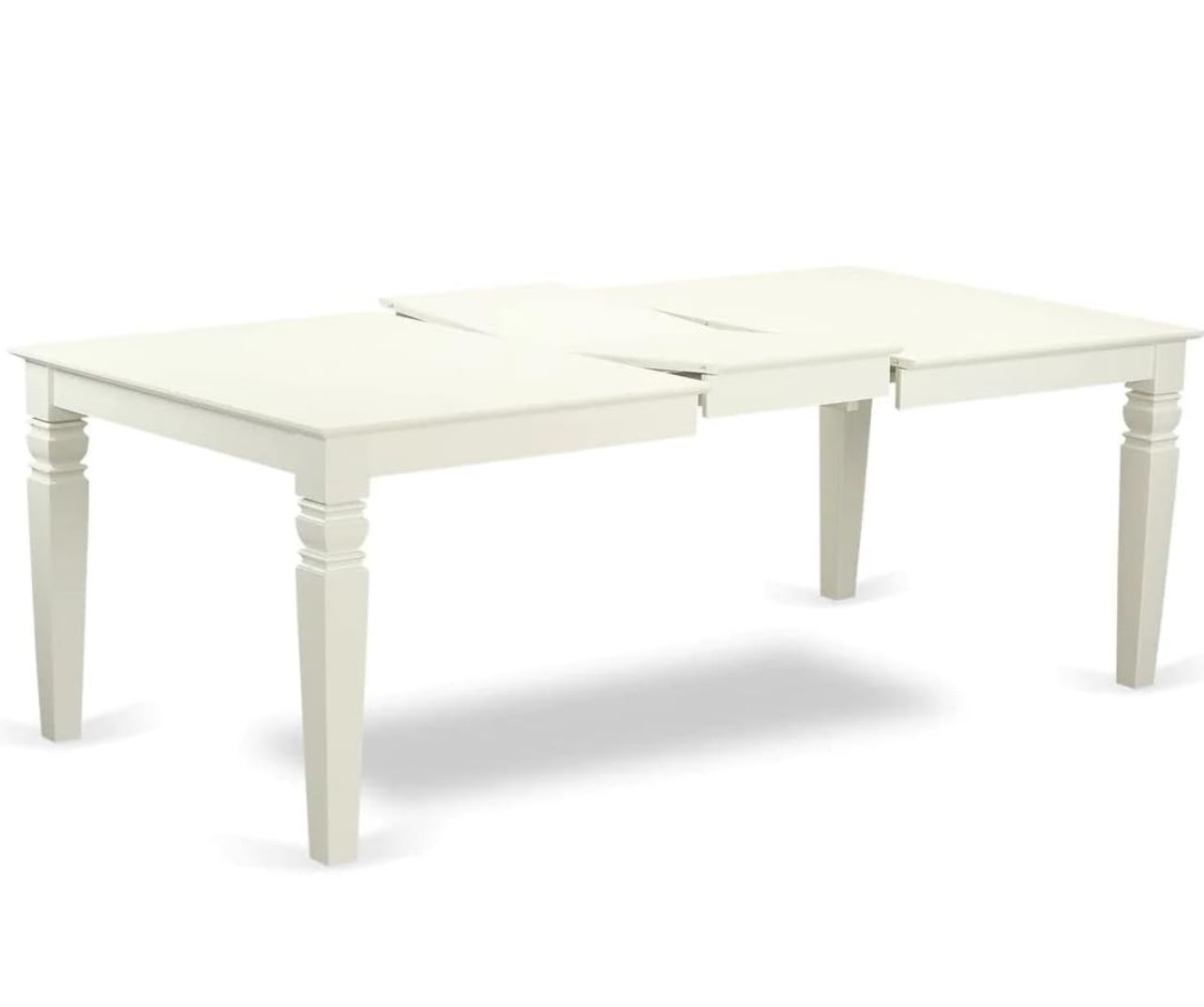 East West Logan Dining Wooden Table with Butterfly Leaf, Linen White