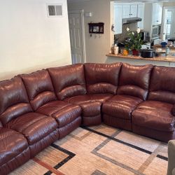 Mahogany Leather Sectional Sofa