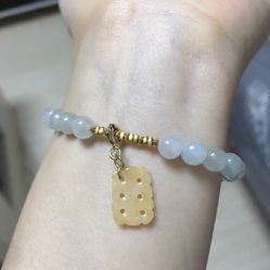 Natural Yellow Jade Biscuit Charm New and Unique