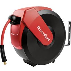 🔥Brand new🔥 Retractable Air Hose Reel, 50ft x 3/8" Hybrid Air Hose Max 300PSI, Air Compressor Hose Reel, Auto Rewind & 180° Swivel - Wall/Ceiling Mo