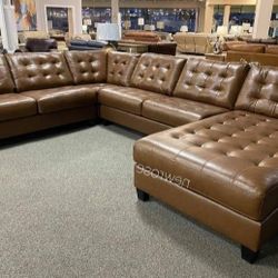 Real Leather RAF Sectional Couch Same Day Delivery
