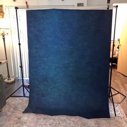 Beautiful Hand Painted Blue Backdrop 60” X 80”; 