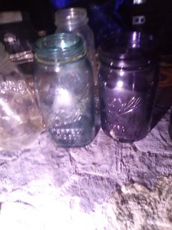 Vintage Blue,Clear Mason Jars