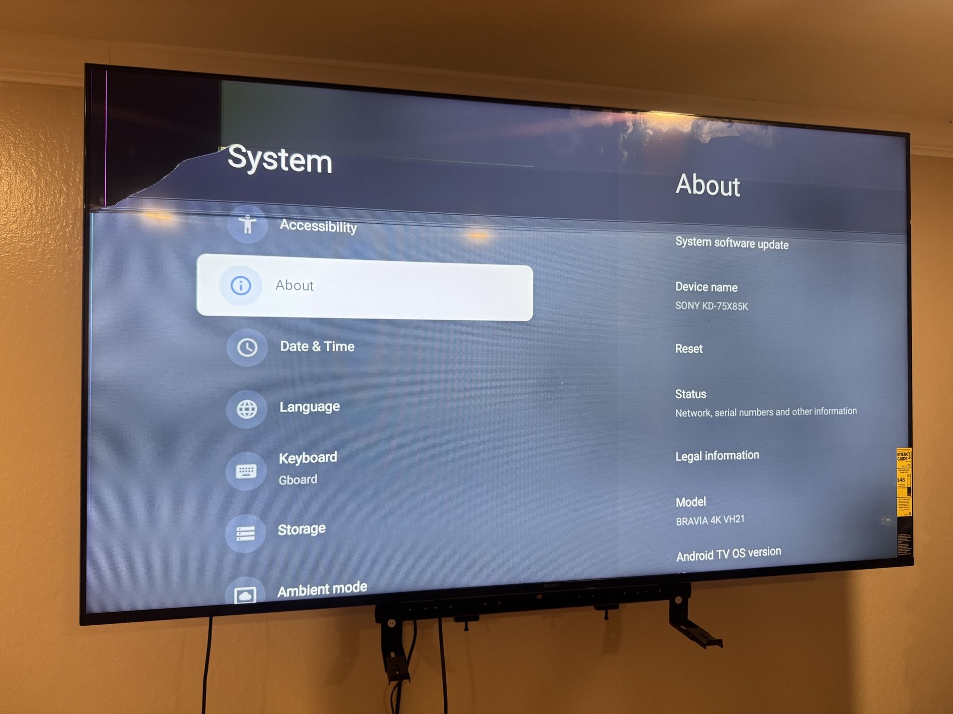 Sony X85K 75”