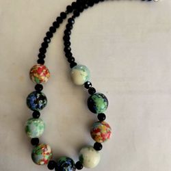DESIGNER ORIGINAL CREATED CLOISONNE CHOKER SWAROVSKI CRYSTAL BEAD NECKLACE